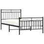 Bed frame with headboard and black metal footboard 100x190cm by , Beds and slatted bases - Ref: Foro24-373703, Price: 75,37 €...