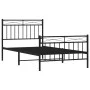 Bed frame with headboard and black metal footboard 100x190cm by , Beds and slatted bases - Ref: Foro24-373703, Price: 75,37 €...