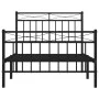 Bed frame with headboard and black metal footboard 100x190cm by , Beds and slatted bases - Ref: Foro24-373703, Price: 75,37 €...