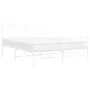 Metal bed frame with headboard and white footboard 135x190 cm by , Beds and slatted bases - Ref: Foro24-373757, Price: 99,11 ...