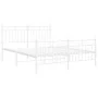 Metal bed frame with headboard and white footboard 135x190 cm by , Beds and slatted bases - Ref: Foro24-373757, Price: 99,11 ...