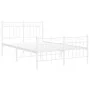 Metal bed frame with headboard and white footboard 120x190 cm by , Beds and slatted bases - Ref: Foro24-373755, Price: 95,31 ...