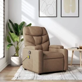 Sillón reclinable con masaje de tela marrón de , Sillones - Ref: Foro24-372457, Precio: 212,91 €, Descuento: %