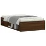 Brown oak bed frame 100x200 cm by , Beds and slatted bases - Ref: Foro24-3203837, Price: 115,16 €, Discount: %