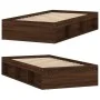 Brown oak bed frame 100x200 cm by , Beds and slatted bases - Ref: Foro24-3203837, Price: 115,16 €, Discount: %