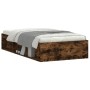Smoked oak bed frame 100x200 cm by , Beds and slatted bases - Ref: Foro24-3203835, Price: 110,35 €, Discount: %