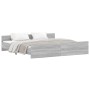 Sonoma gray bed frame with headboard and footboard 200x200 cm by , Beds and slatted bases - Ref: Foro24-3203738, Price: 154,7...