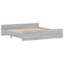 Sonoma gray bed frame with headboard and footboard 200x200 cm by , Beds and slatted bases - Ref: Foro24-3203738, Price: 154,7...