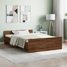Bed frame with brown oak headboard and footboard 120x200 cm by , Beds and slatted bases - Ref: Foro24-3203746, Price: 124,13 ...