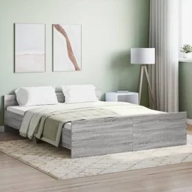 Sonoma gray bed frame with headboard and footboard 150x200 cm by , Beds and slatted bases - Ref: Foro24-3203759, Price: 137,8...