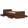Bed frame with brown oak headboard and footboard 75x190 cm by , Beds and slatted bases - Ref: Foro24-3203823, Price: 136,20 €...