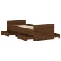 Bed frame with brown oak headboard and footboard 75x190 cm by , Beds and slatted bases - Ref: Foro24-3203823, Price: 133,09 €...