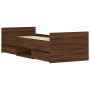 Bed frame with brown oak headboard and footboard 75x190 cm by , Beds and slatted bases - Ref: Foro24-3203823, Price: 136,20 €...
