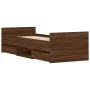 Bed frame with brown oak headboard and footboard 75x190 cm by , Beds and slatted bases - Ref: Foro24-3203823, Price: 133,09 €...