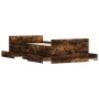 Bed frame with smoked oak headboard and footboard 100x200cm by , Beds and slatted bases - Ref: Foro24-3203800, Price: 206,74 ...
