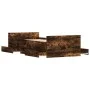 Estructura de cama con cabecero piecero roble ahumado 100x200cm de , Camas y somieres - Ref: Foro24-3203800, Precio: 203,23 €...
