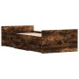 Bed frame with smoked oak headboard and footboard 100x200cm by , Beds and slatted bases - Ref: Foro24-3203800, Price: 206,74 ...