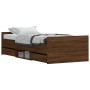 Bed frame with brown oak headboard and footboard 100x200 cm by , Beds and slatted bases - Ref: Foro24-3203802, Price: 189,70 ...