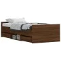 Bed frame with brown oak headboard and footboard 100x200 cm by , Beds and slatted bases - Ref: Foro24-3203802, Price: 187,91 ...
