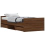 Bed frame with brown oak headboard and footboard 90x200 cm by , Beds and slatted bases - Ref: Foro24-3203809, Price: 206,00 €...