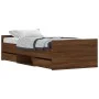 Bed frame with brown oak headboard and footboard 90x200 cm by , Beds and slatted bases - Ref: Foro24-3203809, Price: 202,51 €...
