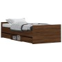 Bed frame with brown oak headboard and footboard 90x200 cm by , Beds and slatted bases - Ref: Foro24-3203809, Price: 206,00 €...