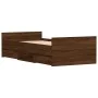 Bed frame with brown oak headboard and footboard 90x200 cm by , Beds and slatted bases - Ref: Foro24-3203809, Price: 202,51 €...