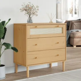 SENJA Kommode Rattanoptik massives Kiefernholz braun 80x40x80cm von , Schubladen - Ref: Foro24-358022, Preis: 104,94 €, Rabat...