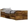 Bed frame with smoked oak headboard and footboard 75x190 cm by , Beds and slatted bases - Ref: Foro24-3203821, Price: 127,66 ...