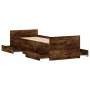 Bed frame with smoked oak headboard and footboard 75x190 cm by , Beds and slatted bases - Ref: Foro24-3203821, Price: 127,66 ...