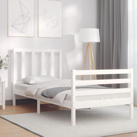 Einzelbettgestell mit weißem Massivholzkopfteil von , Betten und Lattenroste - Ref: Foro24-3193817, Preis: 125,36 €, Rabatt: %