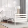 Single bed frame with white solid wood headboard by , Beds and slatted bases - Ref: Foro24-3193817, Price: 121,02 €, Discount: %