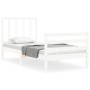 Single bed frame with white solid wood headboard by , Beds and slatted bases - Ref: Foro24-3193817, Price: 116,98 €, Discount: %