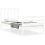 Single bed frame with white solid wood headboard by , Beds and slatted bases - Ref: Foro24-3193817, Price: 121,02 €, Discount: %