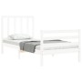 Single bed frame with white solid wood headboard by , Beds and slatted bases - Ref: Foro24-3193817, Price: 116,98 €, Discount: %
