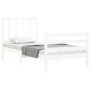 Single bed frame with white solid wood headboard by , Beds and slatted bases - Ref: Foro24-3193817, Price: 121,02 €, Discount: %