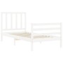 Single bed frame with white solid wood headboard by , Beds and slatted bases - Ref: Foro24-3193817, Price: 116,98 €, Discount: %