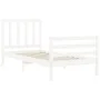 Single bed frame with white solid wood headboard by , Beds and slatted bases - Ref: Foro24-3193817, Price: 121,02 €, Discount: %