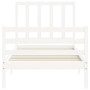 Single bed frame with white solid wood headboard by , Beds and slatted bases - Ref: Foro24-3193817, Price: 116,98 €, Discount: %