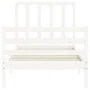 Single bed frame with white solid wood headboard by , Beds and slatted bases - Ref: Foro24-3193817, Price: 121,02 €, Discount: %