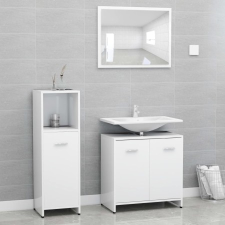 3-teiliges Badezimmermöbelset aus weißem Sperrholz von , Badezimmermöbel - Ref: Foro24-3056907, Preis: 106,83 €, Rabatt: %