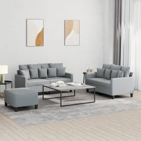 Juego de sofás con cojines 3 piezas tela gris claro by , Sofas - Ref: Foro24-3201656, Price: 480,84 €, Discount: %