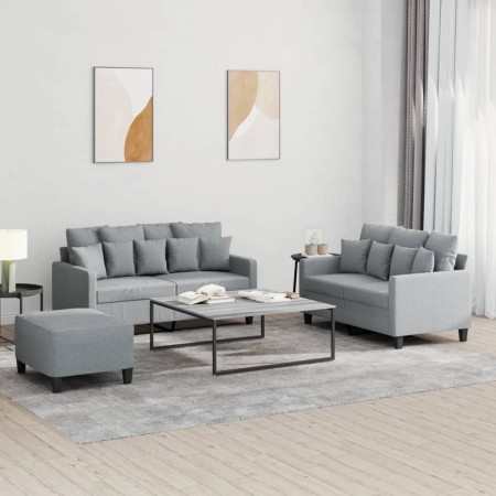 Juego de sofás con cojines 3 piezas tela gris claro by , Sofas - Ref: Foro24-3201656, Price: 491,25 €, Discount: %