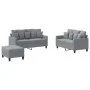 Juego de sofás con cojines 3 piezas tela gris claro by , Sofas - Ref: Foro24-3201656, Price: 480,84 €, Discount: %