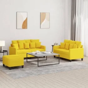 Juego de sofás con cojines 3 piezas tela amarillo claro by , Sofas - Ref: Foro24-3201661, Price: 418,79 €, Discount: %