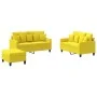 Juego de sofás con cojines 3 piezas tela amarillo claro by , Sofas - Ref: Foro24-3201661, Price: 418,79 €, Discount: %