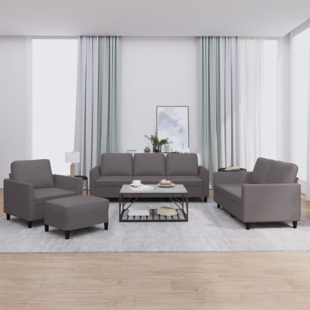 Juego de sofás con cojines 4 piezas cuero sintético gris by , Sofas - Ref: Foro24-3201747, Price: 638,14 €, Discount: %