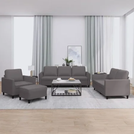 Sofagarnitur mit 4-teiligen Kissen aus grauem Kunstleder. von , Sofas - Ref: Foro24-3201747, Preis: 628,90 €, Rabatt: %