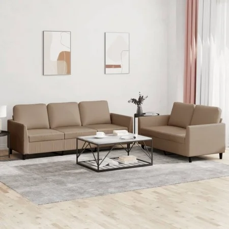 Zweiteiliges Sofaset mit Kissen aus synthetischem Capuccino-Leder. von , Sofas - Ref: Foro24-3201764, Preis: 450,25 €, Rabatt: %
