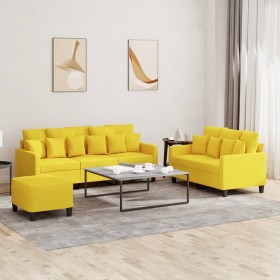 Dreiteiliges Sofaset mit hellgelben Kissen aus Stoff. von , Sofas - Ref: Foro24-3201677, Preis: 512,81 €, Rabatt: %